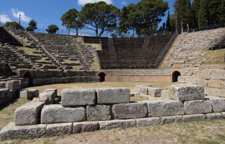 Ancient Greek theater ruins at Tindari, Sicily