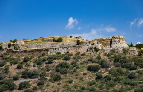Hilltop ruins overlooking the sea at Kefalonia