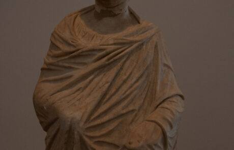 Marble portrait bust displayed at the Olympia Archaeological Museum